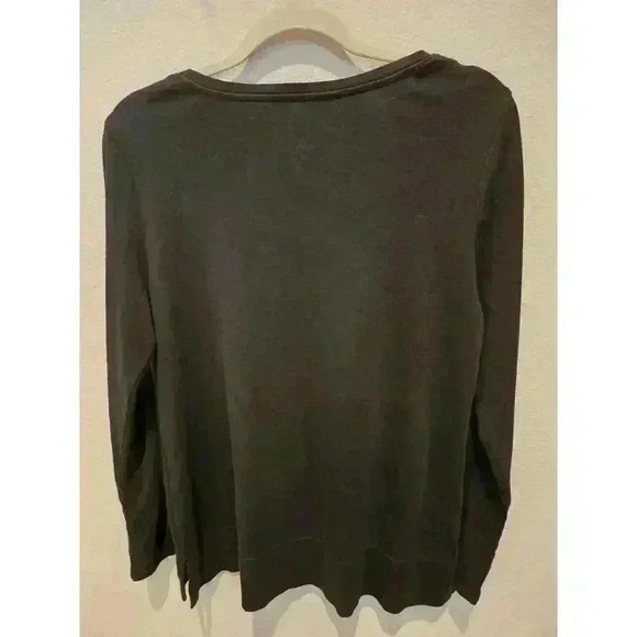 J. Jill Women's V-Neck Long Sleeve Tee Black Size M Casual Top - Picture 6 of 7